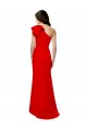 High Neck Ruffle Frill One Shoulder Maxi Crepe Bridesmaid Dress