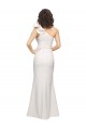 One Shoulder Long Full Length Crepe Bridesmaid Dress with Ruffles and Side Split