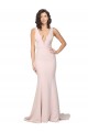 Deep Plunging V-Neckline Full Length Crepe Bridesmaid Dress with Deep V-Backline