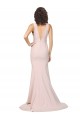 Deep Plunging V-Neckline Full Length Crepe Bridesmaid Dress with Deep V-Backline