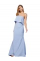 Strapless Full Length Crepe Bridesmaid Dress with Bodice Overlay