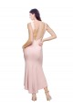 High Neck Low V-Back Midi Length Crepe Bridesmaid Dress