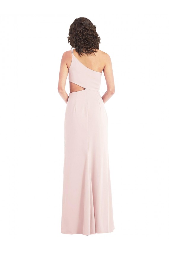 Flirty One Shoulder Midriff Cutout Maxi Bridesmaid Dress