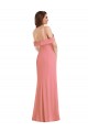 One Shoulder Draped Cuff Maxi Bridesmaid Dress with Front Slit