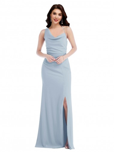 One Shoulder Draped Cowl Neck Maxi Bridesmaid Dress