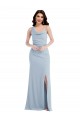 One Shoulder Draped Cowl Neck Maxi Bridesmaid Dress