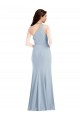 One Shoulder Draped Cowl Neck Maxi Bridesmaid Dress