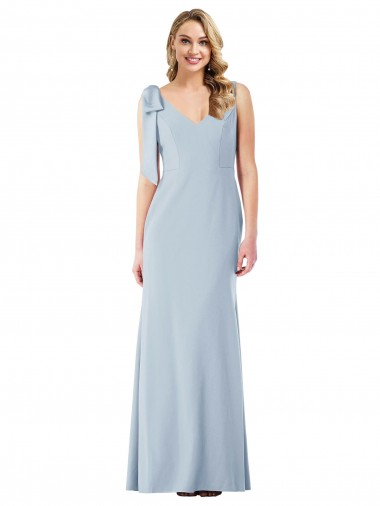 V-Back Bow Shoulder Trumpet Bridesmaid Dress