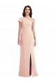 One Shoulder Cap Sleeves Trumpet Bridesmaid Dress with Front Slit