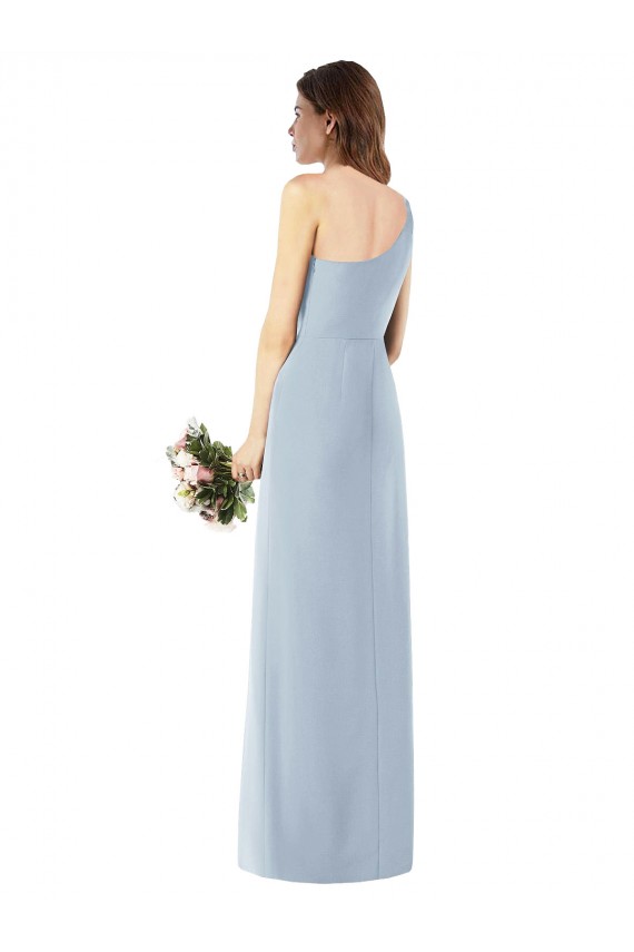 One Shoulder Crepe Trumpet Bridesmaid Dress with Front Slit