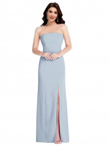 Strapless Scoop Back Maxi Bridesmaid Dress with Front Slit