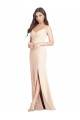 Seamed Bodice Crepe Trumpet Bridesmaid Dress with Front Slit