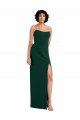 Scooped Strapless Neckline Crepe Bridesmaid Dress with Side Slit