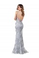 Silver V-Neckline Backless Floral Patterned Sequin Bridesmaid Dress