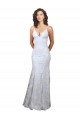 V-Neckline Backless Floral Patterned Sequin Bridesmaid Dress