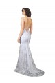 V-Neckline Backless Floral Patterned Sequin Bridesmaid Dress