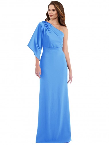 One Shoulder Bell Sleeves Trumpet Bridesmaid Dress