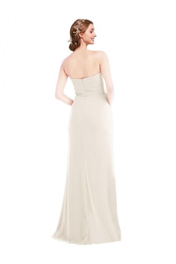 Long Strapless Tuxedo Maxi Bridesmaid Dress with Front Slit
