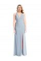 Plunge Neck Halter Backless Trumpet Bridesmaid Dress with Front Slit