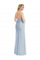 Plunge Neck Halter Backless Trumpet Bridesmaid Dress with Front Slit
