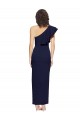 Ruched Floor Length Long Crepe Bridesmaid Dress with Shoulder Ruffles