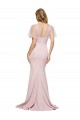 Crepe Long Sweetheart Neckline Bridesmaid Dress with Tulle Overlay Shoulders