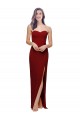 Straight Pencil Skirt Long Sweetheart Crepe Bridesmaid Dress with High Side Split