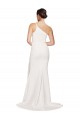 Long Sweep Train Crepe Bridesmaid Dress with Side Split and One Strap
