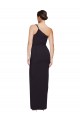Long Floor Length Crepe Bridesmaid Dress with Side Split and One Strap