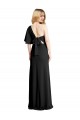 Pleated One Shoulder Flutter Sleeves Slim Crepe Bridesmaid Dress