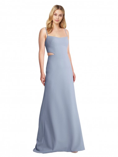 Feminine Scoop Neckline Long Crepe Slip Bridesmaid Dress 