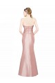 Long Strapless Stretch Satin Bridesmaid Dress with Pleats and Low Back