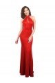 Halter Neck keyhole Front Back Long Stretch Satin Bridesmaid Dress