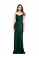 Fitted Cowl Neck Long Stretch Satin Slip Bridesmaid Dress with V-Back