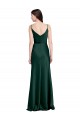 Fitted Cowl Neck Long Stretch Satin Slip Bridesmaid Dress with V-Back
