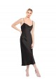 Cowl Neck Midi Length Short Stretch Satin Slip Bridesmaid Dress