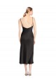 Cowl Neck Midi Length Short Stretch Satin Slip Bridesmaid Dress