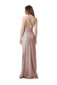 One Shoulder Black-Tie Floor Length Long Stretch Satin Bridesmaid Dress
