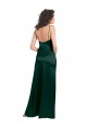 Long Slim Scoop Neck Stretch Satin Bridesmaid Dress with Open Back