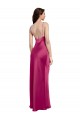 V-Neck Spaghetti Straps Slim Stretch Satin Bridesmaid Dress with Low Scoop Back