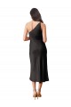 Sleek One Shoulder Midi Length Short Stretch Satin Slip Bridesmaid Dress