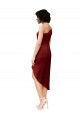 One Shoulder Midi Length Short Stretch Satin Wrap Style Bridesmaid Dress