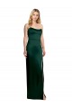 Scooped Strapless Neckline Stretech Satin Bridesmaid Dress with Side Slit