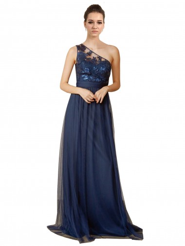 Sequined Floral Lace Sweetheart Tulle Bridesmaid Dress