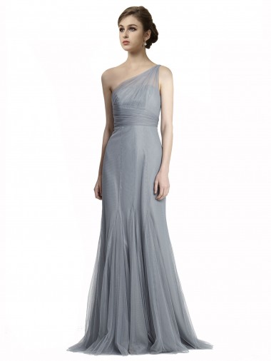 One Shoulder Tulle Fit and Flare Bridesmaid Dress