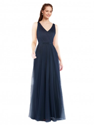 V-Neck Soft and Simple Tulle Bridesmaid Dress