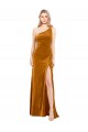 Sleek One Shoulder Long Velvet Bridesmaid Dress