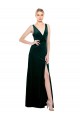 Sleek V-Neck Long Velvet Bridesmaid Dress with Side Slit