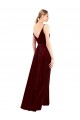 Faux Wrap V-Neck Sleek Long Velvet Bridesmaid Dress