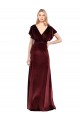 Flutter Sleeves Open Back Long Velvet Bridesmaid Dress